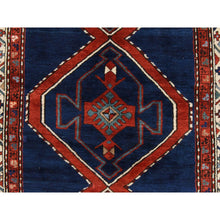 Load image into Gallery viewer, 4&#39;x8&#39;9&quot; Navy Blue, Antique Caucasian Rug, Armenian Kazak, Good Condition, Clean And Soft, Geometric Medallions Design, 100% Wool, Hand Knotted, Full Pile, Wide Runner, Oriental FWR470970