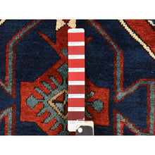 Load image into Gallery viewer, 4&#39;x8&#39;9&quot; Navy Blue, Antique Caucasian Rug, Armenian Kazak, Good Condition, Clean And Soft, Geometric Medallions Design, 100% Wool, Hand Knotted, Full Pile, Wide Runner, Oriental FWR470970