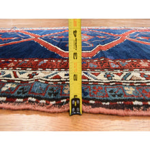 Load image into Gallery viewer, 4&#39;x8&#39;9&quot; Navy Blue, Antique Caucasian Rug, Armenian Kazak, Good Condition, Clean And Soft, Geometric Medallions Design, 100% Wool, Hand Knotted, Full Pile, Wide Runner, Oriental FWR470970