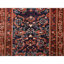 Load image into Gallery viewer, 3&#39;4&quot;x16&#39;3&quot; Midnight Blue, Antique Kurdish Bijar Persian Rug, Good Condition, Clean And Soft, Geometric Fish Mahi Herat Design, 100% Wool, Hand Knotted, Full Pile, Wide Runner, Oriental FWR470976