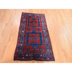 4'4"x8'2" Savvy Red, Antique Caucasian Rug, Armenian Kazak, Good Condition, Clean And Soft, Geometric Medallion Design, 100% Wool, Hand Knotted, Full Pile, Oriental FWR470982