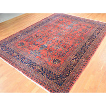 Load image into Gallery viewer, 10&#39;4&quot;x14&#39; Fire Whirl Red, Antique Persian Mohajeran Sarouk, Even Wear, Clean, Pliable And Soft Pile, 100% Wool, Hand Knotted, Oriental Rug FWR470988