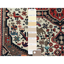 Load image into Gallery viewer, 5&#39;4&quot;x9&#39;8&quot; Chiffon White, Vintage Persian Bakhtiar with Small Animal Figurines, Zero Pile, Sheared Low, Even Wear, Sides and Ends Professionally Secured, 100% Wool, Hand Knotted, Good Condition, Wide Runner, Oriental Rug FWR4704