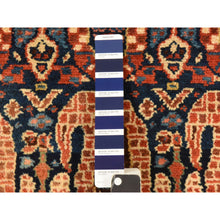 Load image into Gallery viewer, 3&#39;10&quot;x12&#39;5&quot; Midnight Blue, Antique Persian, Kurdish Village, Even Wear, Clean, Pliable And Soft Pile, Paisley Botteh Motif, 100% Wool, Hand Knotted, Wide Runner, Oriental Rug FWR471000