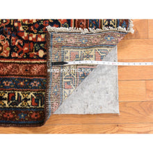Load image into Gallery viewer, 3&#39;10&quot;x12&#39;5&quot; Midnight Blue, Antique Persian, Kurdish Village, Even Wear, Clean, Pliable And Soft Pile, Paisley Botteh Motif, 100% Wool, Hand Knotted, Wide Runner, Oriental Rug FWR471000