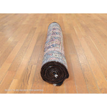 Load image into Gallery viewer, 3&#39;10&quot;x12&#39;5&quot; Midnight Blue, Antique Persian, Kurdish Village, Even Wear, Clean, Pliable And Soft Pile, Paisley Botteh Motif, 100% Wool, Hand Knotted, Wide Runner, Oriental Rug FWR471000