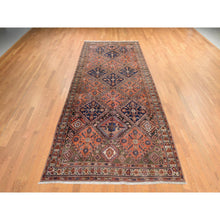 Load image into Gallery viewer, 5&#39;10&quot;x14&#39;9&quot; Rust Orange, Antique North West Persian, Even Wear, Clean, Pliable And Soft Pile, Geometric Diamond Garden Design, 100% Wool, Hand Knotted, Gallery Size, Wide Runner, Oriental Rug FWR471006