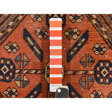 Load image into Gallery viewer, 5&#39;10&quot;x14&#39;9&quot; Rust Orange, Antique North West Persian, Even Wear, Clean, Pliable And Soft Pile, Geometric Diamond Garden Design, 100% Wool, Hand Knotted, Gallery Size, Wide Runner, Oriental Rug FWR471006