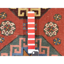 Load image into Gallery viewer, 3&#39;4&quot;x11&#39;2&quot; Prismatic Red, Antique Caucasian Kazak, Even Wear, Clean, Pliable And Soft Low Pile, 100% Wool, Hand Knotted, Runner, Oriental Rug FWR471012