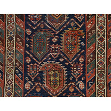 Load image into Gallery viewer, 3&#39;10&quot;x9&#39;10&quot; Navy Blue, Antique Persian, Kurdish Village, Even Wear, Clean, Pliable And Soft Low Pile, Paisley Botteh Design, 100% Wool, Hand Knotted, Wide Runner, Oriental Rug FWR471024