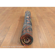 Load image into Gallery viewer, 3&#39;10&quot;x9&#39;10&quot; Navy Blue, Antique Persian, Kurdish Village, Even Wear, Clean, Pliable And Soft Low Pile, Paisley Botteh Design, 100% Wool, Hand Knotted, Wide Runner, Oriental Rug FWR471024