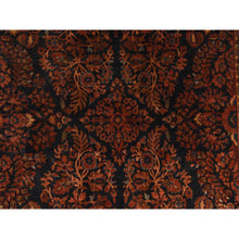 Load image into Gallery viewer, 3&#39;2&quot;x4&#39;8&quot; Midnight Blue, Antique Persian Sarouk, Even Wear, Clean, Pliable And Soft Pile, 100% Wool, Hand Knotted, Oriental Rug FWR471036