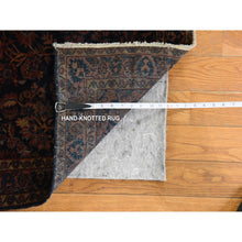 Load image into Gallery viewer, 3&#39;2&quot;x4&#39;8&quot; Midnight Blue, Antique Persian Sarouk, Even Wear, Clean, Pliable And Soft Pile, 100% Wool, Hand Knotted, Oriental Rug FWR471036