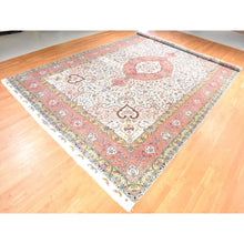 Load image into Gallery viewer, 13&#39;x20&#39;3&quot; Chiffon White, New Persian Tabriz, Silk Foundation, Wool And Silk Pile, 400 Kpsi, Mansion Size Masterpiece, Hand Knotted, Xl, Oriental Rug FWR471048