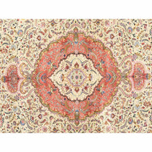 Load image into Gallery viewer, 13&#39;x20&#39;3&quot; Chiffon White, New Persian Tabriz, Silk Foundation, Wool And Silk Pile, 400 Kpsi, Mansion Size Masterpiece, Hand Knotted, Xl, Oriental Rug FWR471048