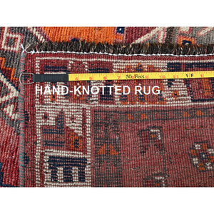 4'6"x7'5" Vintage with Even Wear Persian Shiraz with Purple Abrash Worn Down Distressed Hand Knotted Clean Oriental Rug FWR346536
