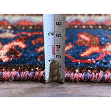 Load image into Gallery viewer, 3x9&#39;2&quot; Merlot Red, Vintage Persian Hamadan with Geometric Pattern, Small Bird Figurines, Shaved Down, Zero Pile, Sides and Ends Professionally Secured, Hand Knotted, Pure Wool, Runner, Oriental Rug FWR4728