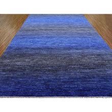 Load image into Gallery viewer, 10&#39;5&quot;x14&#39;6&quot; Denim Blue, Pure Wool Modern Chiaroscuro Collection, Thick and Plush, Hand Knotted Oriental Rug FWR474018