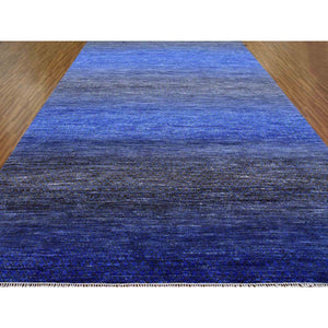 10'5"x14'6" Denim Blue, Pure Wool Modern Chiaroscuro Collection, Thick and Plush, Hand Knotted Oriental Rug FWR474018