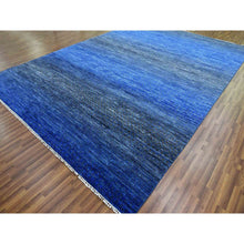 Load image into Gallery viewer, 10&#39;5&quot;x14&#39;6&quot; Denim Blue, Pure Wool Modern Chiaroscuro Collection, Thick And Plush, Hand Knotted Oriental Rug FWR474018
