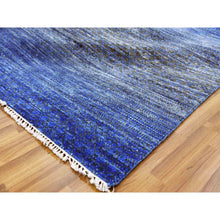 Load image into Gallery viewer, 10&#39;5&quot;x14&#39;6&quot; Denim Blue, Pure Wool Modern Chiaroscuro Collection, Thick And Plush, Hand Knotted Oriental Rug FWR474018