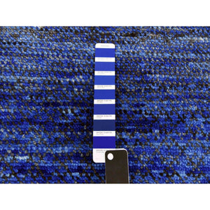 10'5"x14'6" Denim Blue, Pure Wool Modern Chiaroscuro Collection, Thick and Plush, Hand Knotted Oriental Rug FWR474018