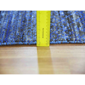 10'5"x14'6" Denim Blue, Pure Wool Modern Chiaroscuro Collection, Thick and Plush, Hand Knotted Oriental Rug FWR474018