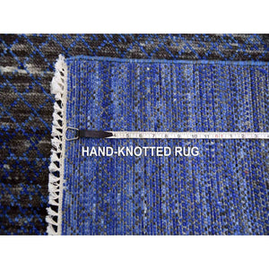 10'5"x14'6" Denim Blue, Pure Wool Modern Chiaroscuro Collection, Thick and Plush, Hand Knotted Oriental Rug FWR474018