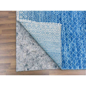 10'1"x14' Blue, Hand Knotted Modern Chiaroscuro Collection, Pure Wool Thick And Plush, Oriental Rug FWR474138
