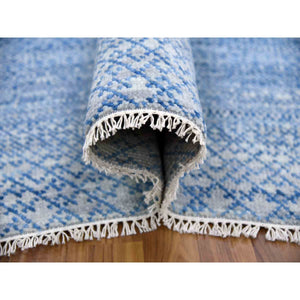 10'1"x14' Blue, Hand Knotted Modern Chiaroscuro Collection, Pure Wool Thick And Plush, Oriental Rug FWR474138