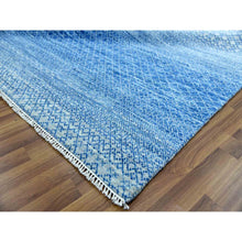 Load image into Gallery viewer, 10&#39;1&quot;x14&#39; Blue, Hand Knotted Modern Chiaroscuro Collection, Pure Wool Thick And Plush, Oriental Rug FWR474138