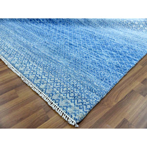 10'1"x14' Blue, Hand Knotted Modern Chiaroscuro Collection, Pure Wool Thick And Plush, Oriental Rug FWR474138