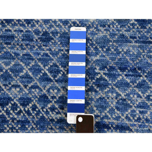 10'1"x14' Blue, Hand Knotted Modern Chiaroscuro Collection, Pure Wool Thick And Plush, Oriental Rug FWR474138