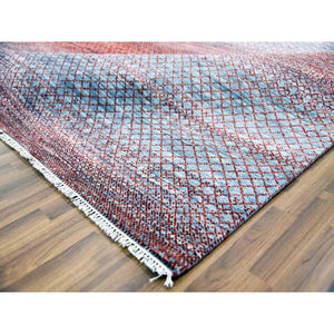 9'9"x14' Brownish Red, Hand Knotted Modern Chiaroscuro Collection, Pure Wool Thick And Plush, Oriental Rug FWR474162