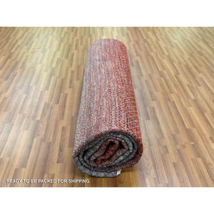 9'9"x14' Brownish Red, Hand Knotted Modern Chiaroscuro Collection, Pure Wool Thick And Plush, Oriental Rug FWR474162
