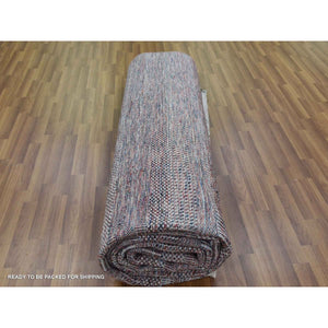 10'1"x14' Terracotta Red, Wool And Silk Hand Knotted, Modern Grass Design Gabbeh Densely Woven, Oriental Rug FWR474672