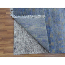 Load image into Gallery viewer, 6&#39;1&quot;x9&#39;1&quot; Denim Blue, Wool And Silk Hand Knotted, Modern Grass Design Gabbeh Densely Woven, Oriental Rug FWR474732