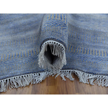 Load image into Gallery viewer, 6&#39;1&quot;x9&#39;1&quot; Denim Blue, Wool And Silk Hand Knotted, Modern Grass Design Gabbeh Densely Woven, Oriental Rug FWR474732