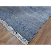 Load image into Gallery viewer, 6&#39;1&quot;x9&#39;1&quot; Denim Blue, Wool And Silk Hand Knotted, Modern Grass Design Gabbeh Densely Woven, Oriental Rug FWR474732