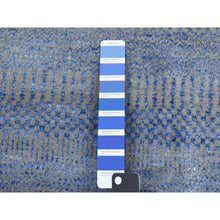Load image into Gallery viewer, 6&#39;1&quot;x9&#39;1&quot; Denim Blue, Wool And Silk Hand Knotted, Modern Grass Design Gabbeh Densely Woven, Oriental Rug FWR474732