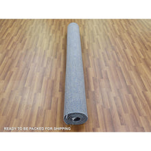 Load image into Gallery viewer, 6&#39;1&quot;x9&#39;1&quot; Denim Blue, Wool And Silk Hand Knotted, Modern Grass Design Gabbeh Densely Woven, Oriental Rug FWR474732