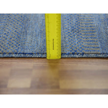 Load image into Gallery viewer, 6&#39;1&quot;x9&#39;1&quot; Denim Blue, Wool And Silk Hand Knotted, Modern Grass Design Gabbeh Densely Woven, Oriental Rug FWR474732