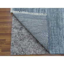 Load image into Gallery viewer, 2&#39;6&quot;x10&#39;2&quot; Gray, Densely Woven Wool And Silk Hand Knotted, Modern Grass Design Gabbeh, Runner Oriental Rug FWR474780