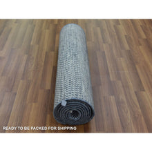 Load image into Gallery viewer, 2&#39;6&quot;x10&#39;2&quot; Gray, Densely Woven Wool And Silk Hand Knotted, Modern Grass Design Gabbeh, Runner Oriental Rug FWR474780