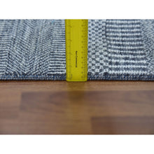 Load image into Gallery viewer, 2&#39;6&quot;x10&#39;2&quot; Gray, Densely Woven Wool And Silk Hand Knotted, Modern Grass Design Gabbeh, Runner Oriental Rug FWR474780
