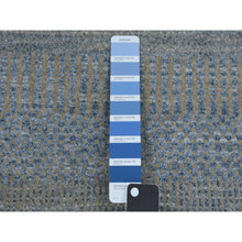 Load image into Gallery viewer, 2&#39;7&quot;x15&#39;5&quot; Shades of Blue, Modern Grass Design Gabbeh, Densely Woven Wool and Silk Hand Knotted, XL Runner Oriental Rug FWR474798
