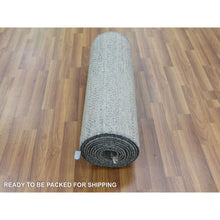 Load image into Gallery viewer, 2&#39;7&quot;x15&#39;5&quot; Shades of Blue, Modern Grass Design Gabbeh, Densely Woven Wool and Silk Hand Knotted, XL Runner Oriental Rug FWR474798