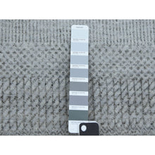 Load image into Gallery viewer, 2&#39;6&quot;x10&#39; Gray, Hand Knotted Modern Grass Design Gabbeh, Densely Woven Wool And Silk, Runner Oriental Rug FWR474804