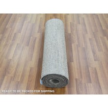 Load image into Gallery viewer, 2&#39;6&quot;x10&#39; Gray, Hand Knotted Modern Grass Design Gabbeh, Densely Woven Wool And Silk, Runner Oriental Rug FWR474804