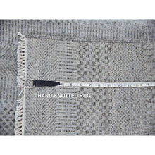 Load image into Gallery viewer, 2&#39;6&quot;x10&#39; Gray, Hand Knotted Modern Grass Design Gabbeh, Densely Woven Wool And Silk, Runner Oriental Rug FWR474804